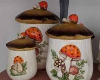 Vintage Mushroom Cannisters