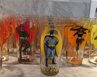 Riddler, Batman and Batgirl 1976 Pepsi Glasses