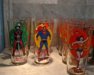 Joker, Superman and Wonder Woman 1976 Pepsi Glasses
