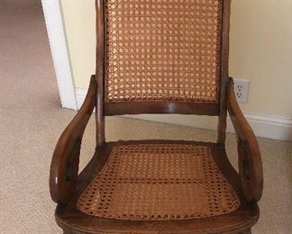 Antique walnut cane back/bottom rocker