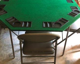 Card table & 4 chairs with removable/folding poker table top