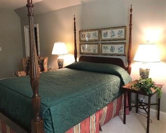 Walnut four poster rice bed - QUEEN size