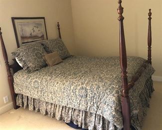 Cherry QUEEN size Four poster Only...Bedding and mattress and box are SOLD