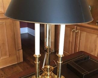 Bouillotte Triple Candle Brass Desk Lamp
