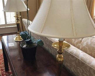 PAIR brass candlesticks lamps