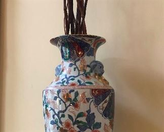 PAIR of Oriental vases w/stands