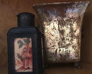 Vintage Tea caddy with  hand painted panels ;   VASE IS SOLD