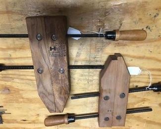 Vintage wooden hand screws clamps