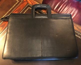 Black leather, legal size portfolio with drop handles