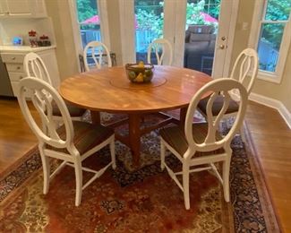 Distressed Farm House Round Table 64" with 6 chairs & Custom Lazy Susan Center.