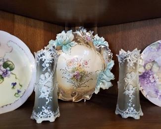 Nice Old Painted Plates & Vases