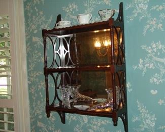 Mahogany mirrored wall shelf