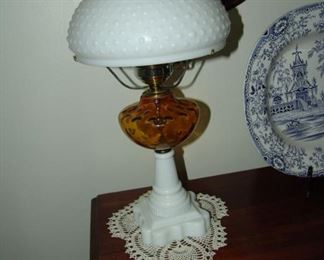 Milk glass oil lamp