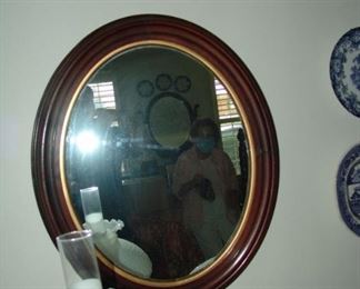 Mahogany framed oval mirror