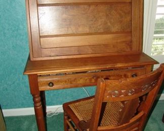 Antique walnut plantation desk and chair