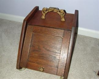 Antique oak coal skuttle