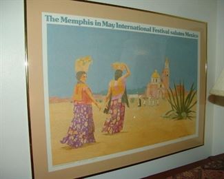 Framed Carrol Cloar signed Memphis In May Print