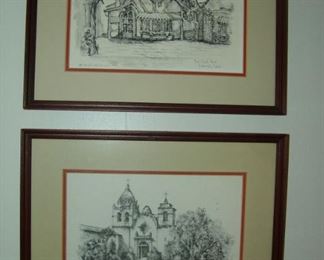 Pair framed prints