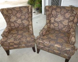 Pair wing back chairs