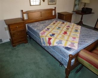 Walnut bedroom suite with bed, 2 night stands, and dresser