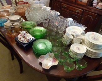 Depression glass and stemware