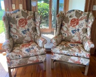Pair of Southwood Hickory Wingback Chairs