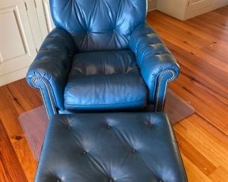 Hancock & Moore leather chair and ottoman 