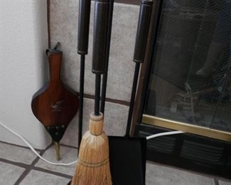 Heavy Wrought Fireplace tool set....$45      Bellows,  $15   Check out this sale by making appointment.....call today...(760) 445-8571