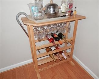 ***$85****NOW $65*****SOLID HARDWOOD WINE BAR....24 bottle  and 18 glass capacity .... 32"x16"x31"high ....Furniture item only!!! no other items in photo.   Call Now!  (760) 445-8571 Charlotte