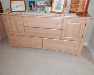 Dresser, Mirror and Chest  ONLY  ***$285*** 3 piece bedroom furniture group....62"x17"x32" high...includes mirror (next photo) and bolted in drawer SAFE..( All 3 pieces discounted from $450 )    (760)445-8571....call set appointment ....Charlotte