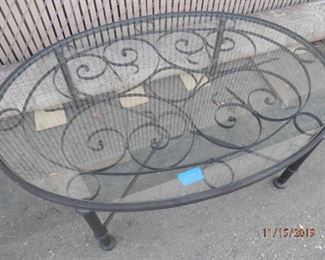 ****$175***NOW $100***** Custom Fabricated Wrought Iron coffee table with glass top (NOT ALUMINUM)  48"x30"...great for indoors OR patio.   Pick up the phone and call for appointment, Charlotte  (760) 445-8571...Sale in progress.