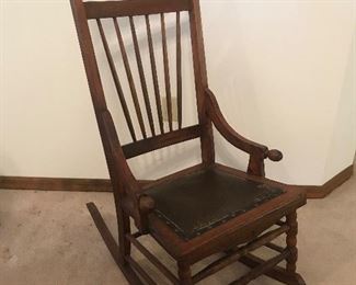 Antique rocker with leather seat and brass tacks
PreSale Furniture- Email/Phone pricing