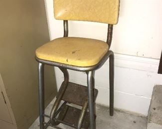 Vintage Yellow kitchen step stool chair