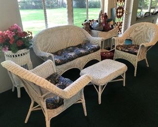 •SOLD•Entire matching set of Vintage White Wicker