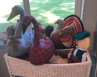 •SOLD• Vintage White Wicker planter
Hand-sewn and Stuffed Swans Ducks and dolls