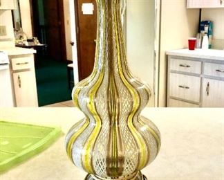 Vintage 1950’s D. Martens Murano Latticino Lamp in Yellow White with Gold glass accents. GORGEOUS!!!