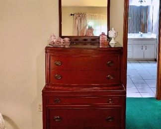 Antique Tall chest, 5 drawers with one divided