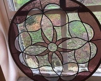 •SOLD•Stained glass art work. Amethyst and clear water glass.