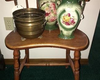 Brass pot and Vintage vases