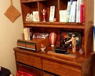 A fantastic dresser book case.  Books, toys for grandma's house.  