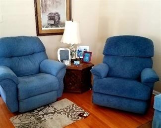 Like new blue recliners.  