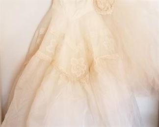 1950's Vintage Wedding Dress with Pillbox hat veil.  This was stored in a Bullock's box.  The box is put away for safe keeping.  The dress is in fantastic condition, it is about 65 yrs old.