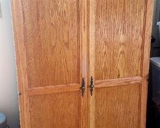 Oak desk great for home school.  I think it would make a great sewing cabinet, fabric cabinet, craft cabinet.