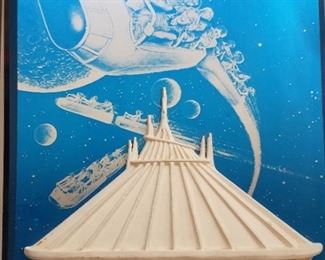 Disney, Walt Disney, Disney Fun, Disneyland, Disneyworld, Space Mountain.  Palque from 1977 opening of the ride.