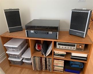 Vintage stereo / record player and Vinyl records. 