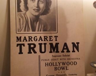 Concert Poster of Margaret Truman Soprano Soloist public debut at the Hollywood Bowl