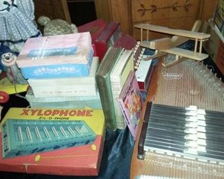 Vintage Toys, Auto Harp, Xylophone 