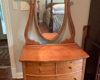 Antique princess style vanity chest and mirror. 