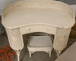Mid-Century white wicker furniture. 
