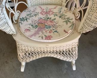 Mid-Century white wicker furniture. 